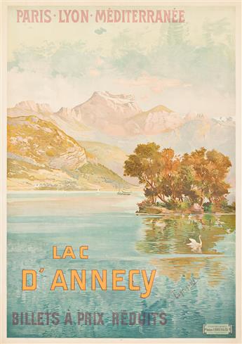 HENRI GANIER-TANCONVILLE (1845-1936). LAC D'ANNECY. Circa 1900. 42x29½ inches, 106½x75 cm. Ateliers F. Hugo D'Alesi, Paris.                      